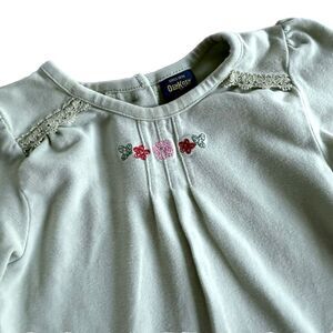 Vintage Y2K Oshkosh Embroidered Light Green Toddler Girls 24M Long Sleeve Shirt